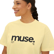 Trendy Women's Boxy Tee - 'Muse' Graphic Shirt for Stylish Comfort