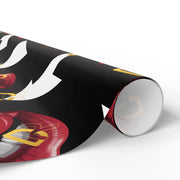 Wrapping Paper — Retro Lip Print Gift Wrap (Black Background)