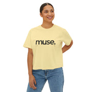 Trendy Women's Boxy Tee - 'Muse' Graphic Shirt for Stylish Comfort