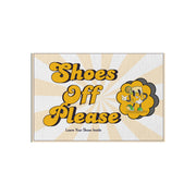 Charming Outdoor Rug with 'Shoes Off Please' Design