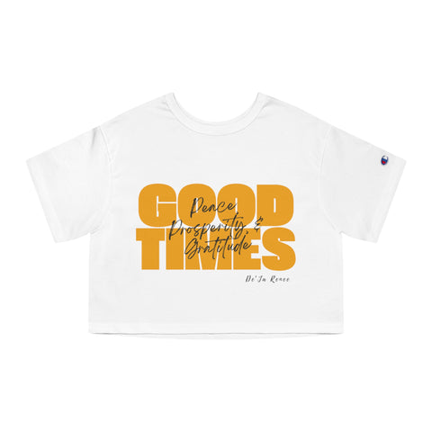 Cropped Graphic T-Shirt - Good Times, Peace & Prosperity