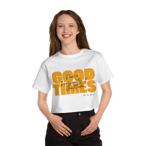 Cropped Graphic T-Shirt - Good Times, Peace & Prosperity